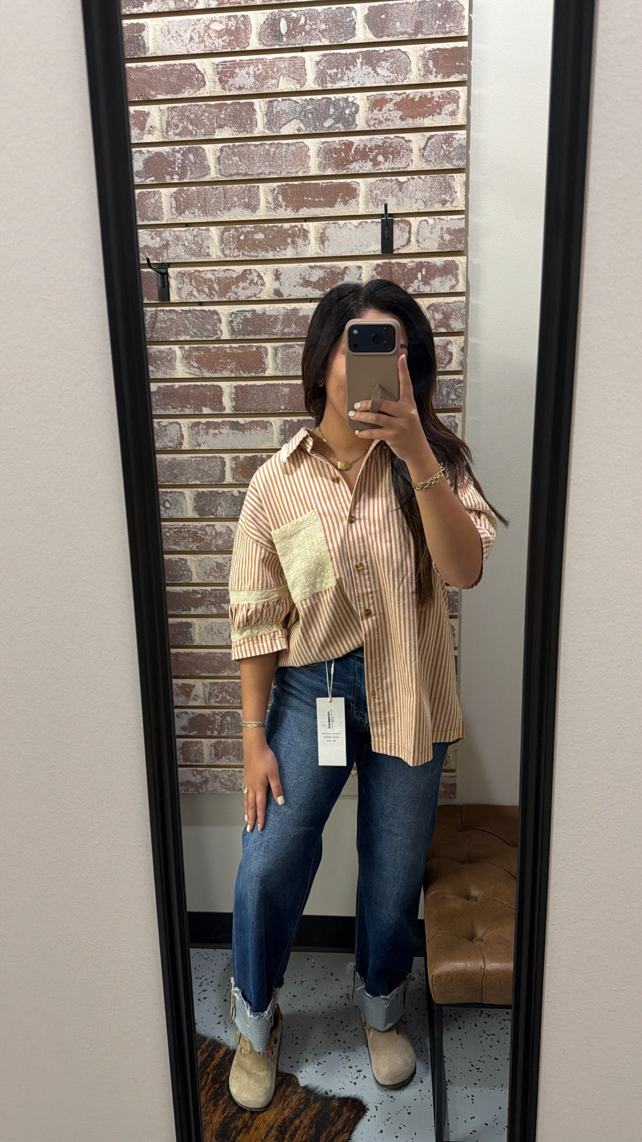 Cinnamon Striped Short Sleeve