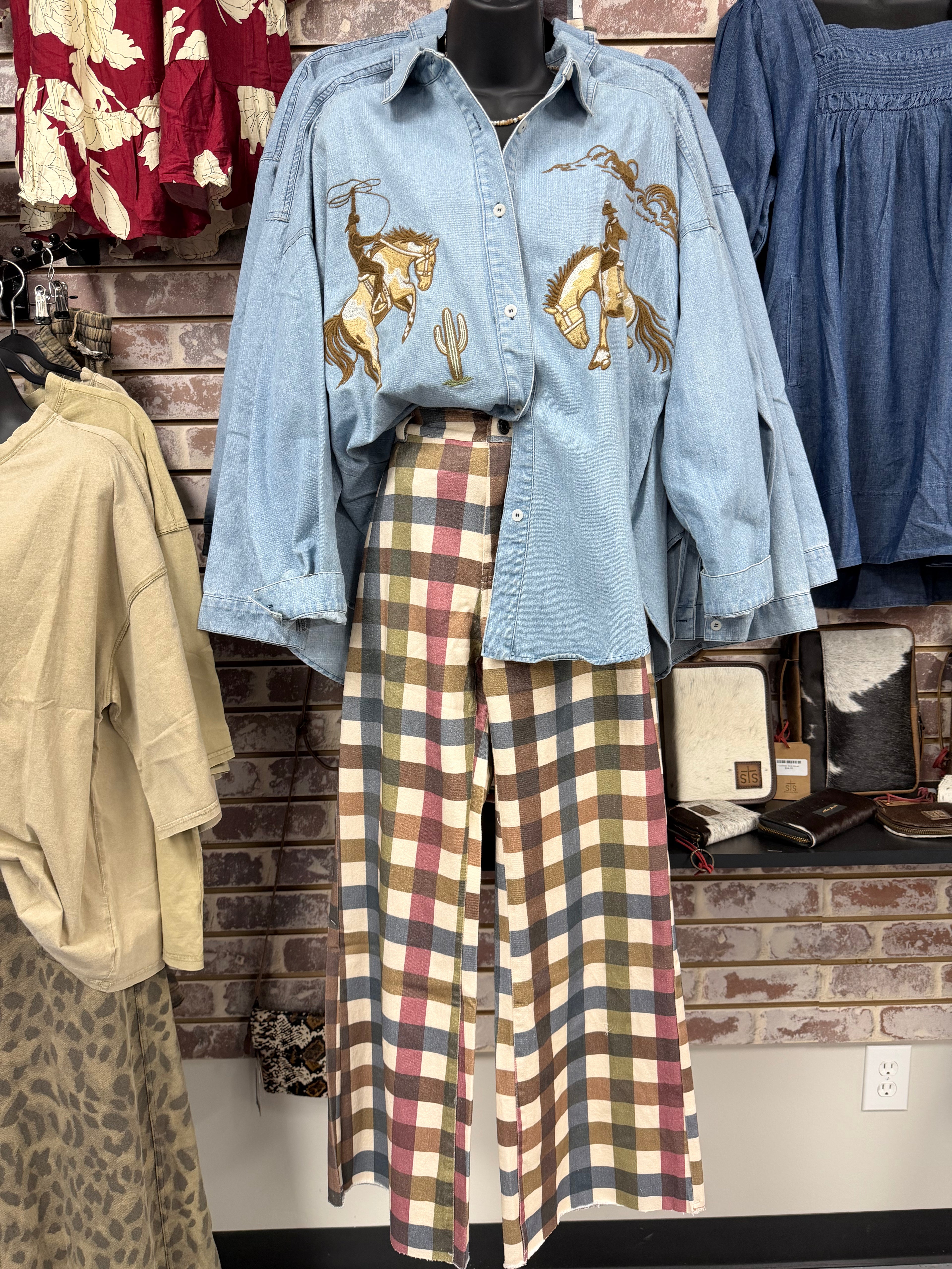 Pastel Gingham Wide Leg Pant