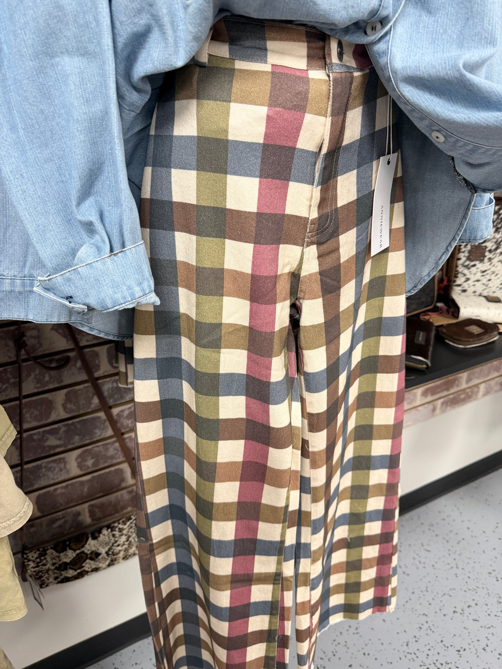Pastel Gingham Wide Leg Pant