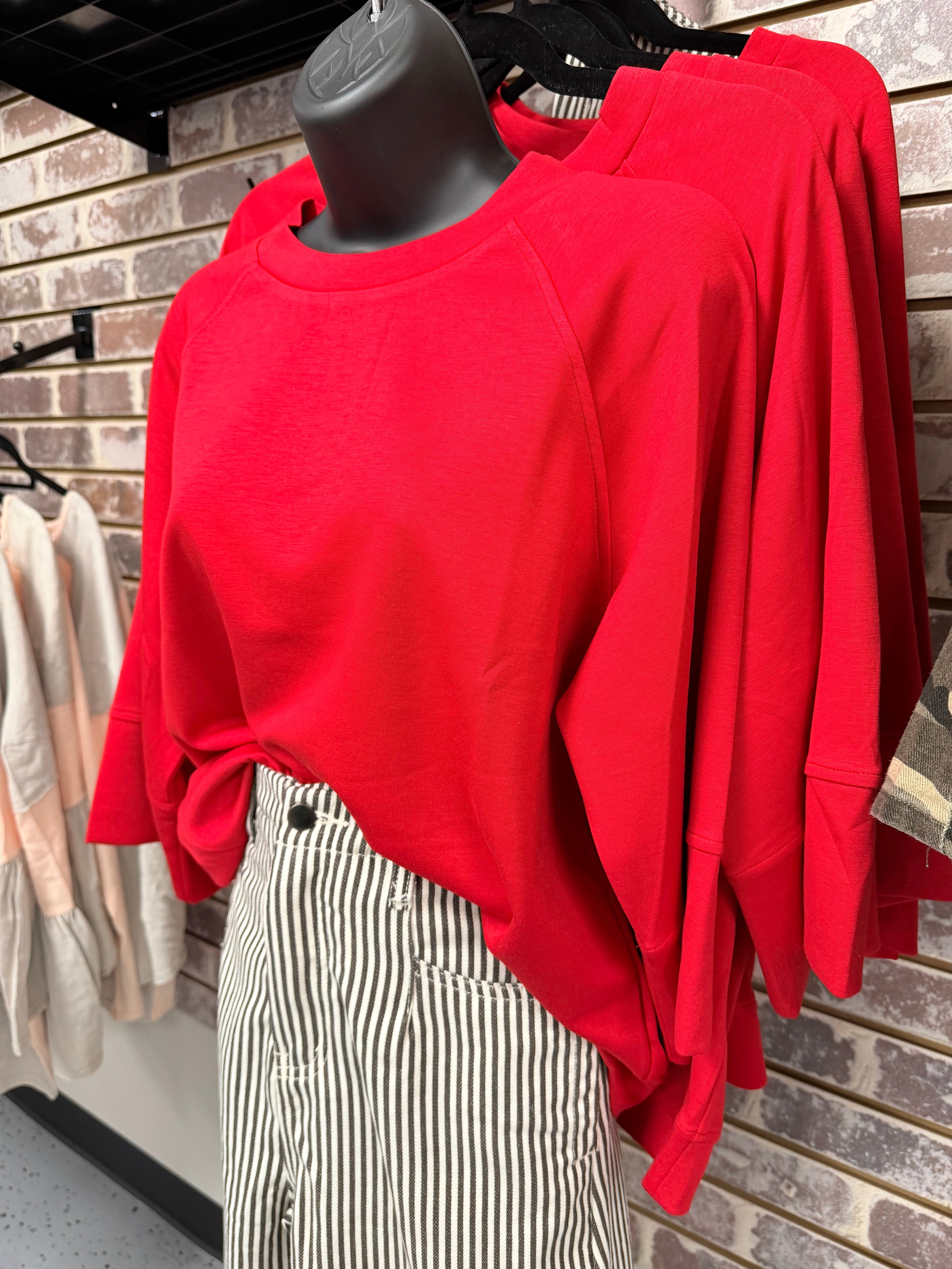 Red 3/4 Sleeve Top