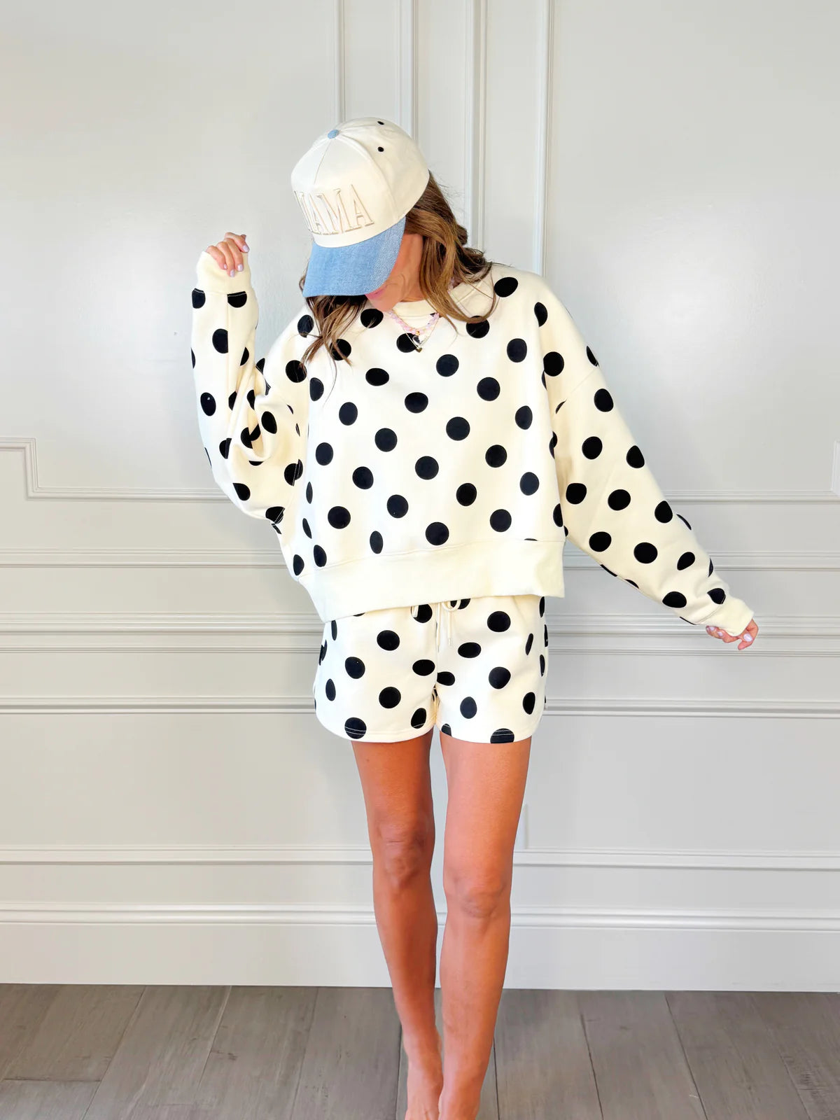 Polka Dot Crop Sweatshirt