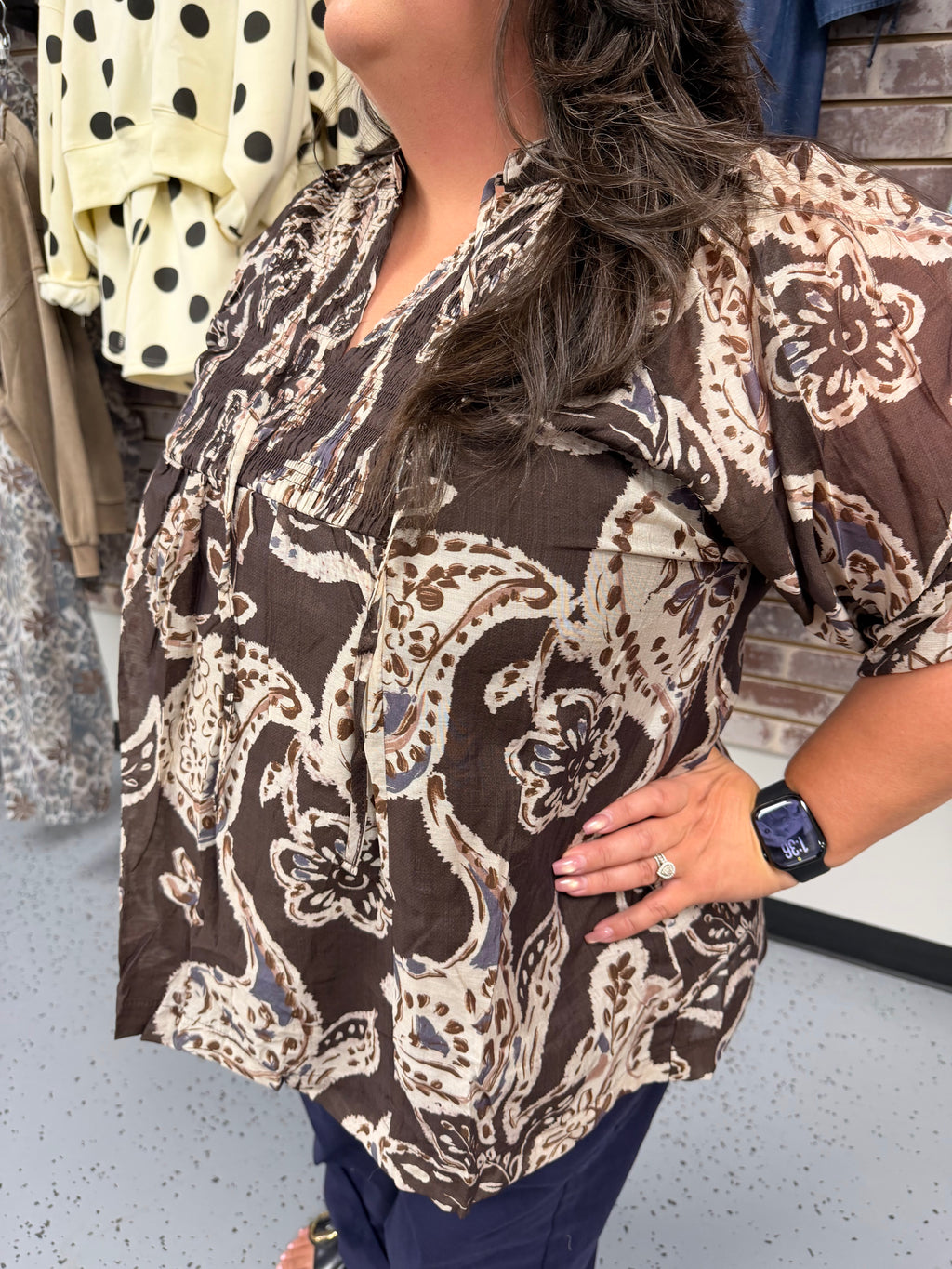 Brown Printed Top