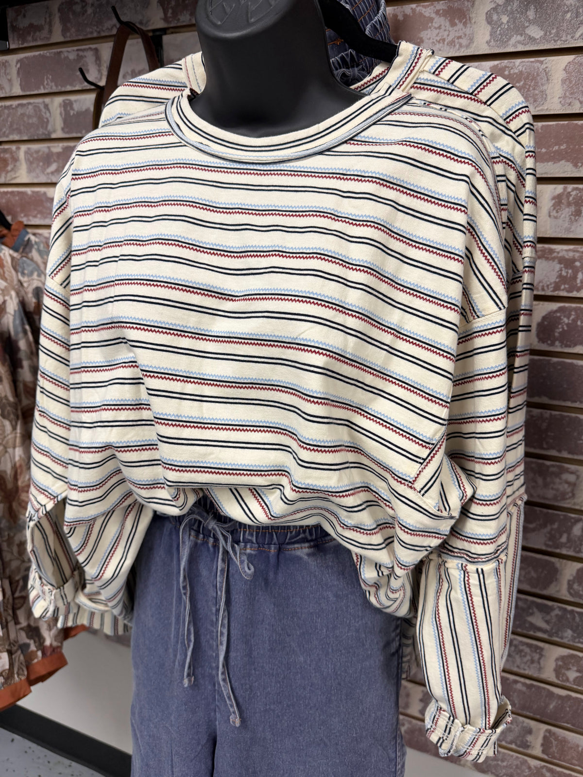 Red, White, Blue Striped Top