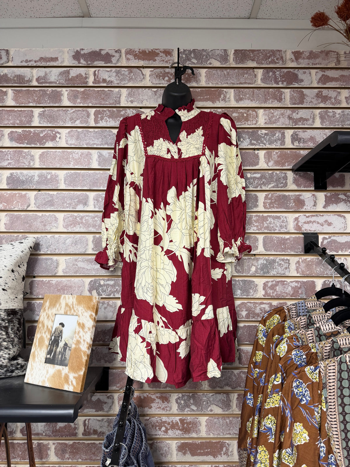 Burgundy Floral Dress