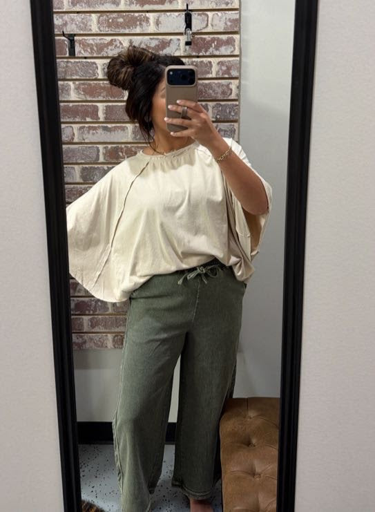 Khaki Mineral Wash Top
