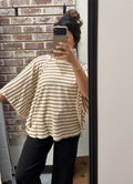 Mocha Striped Batwing Top