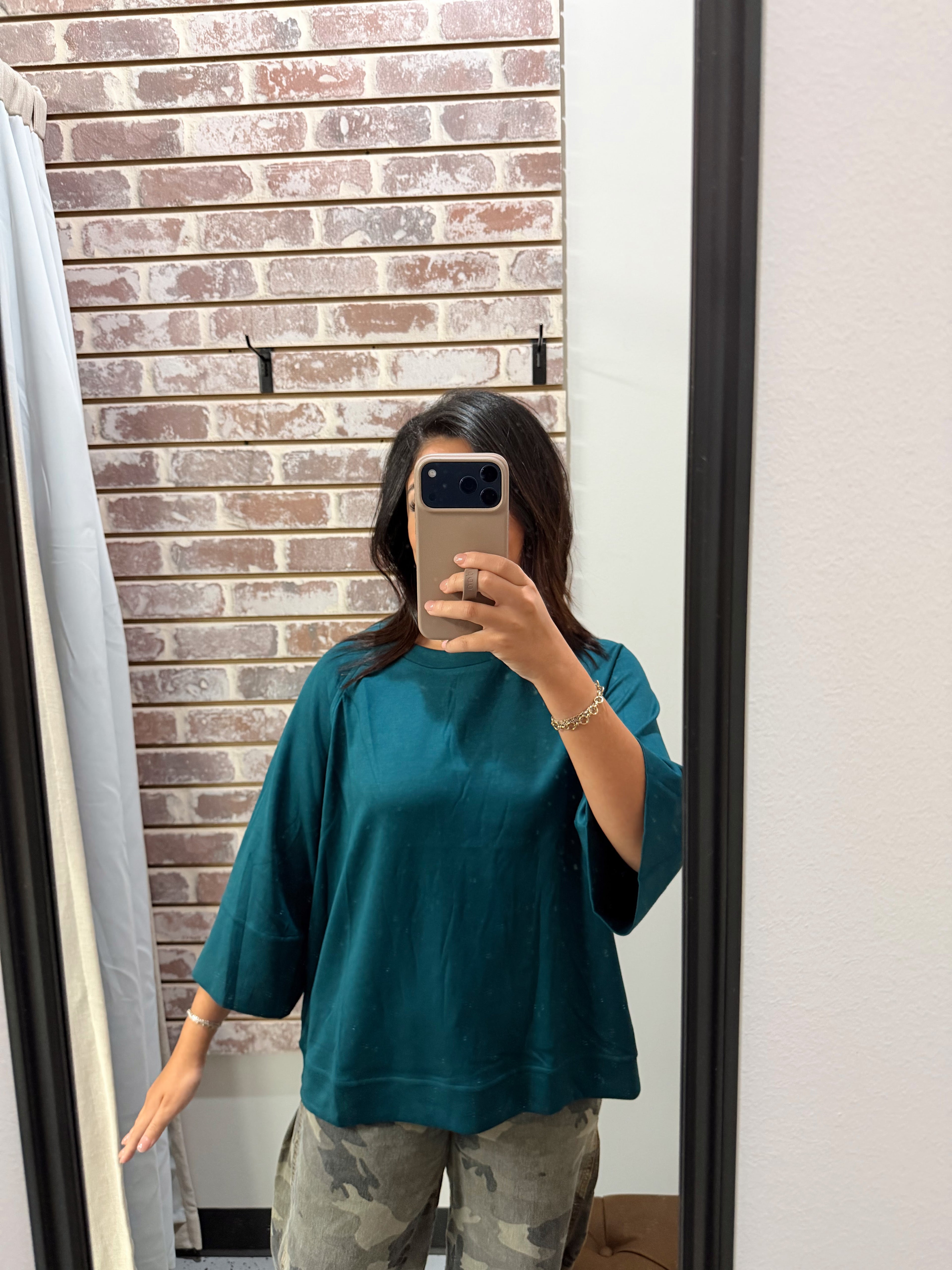 Teal Green 3/4 Sleeve Top