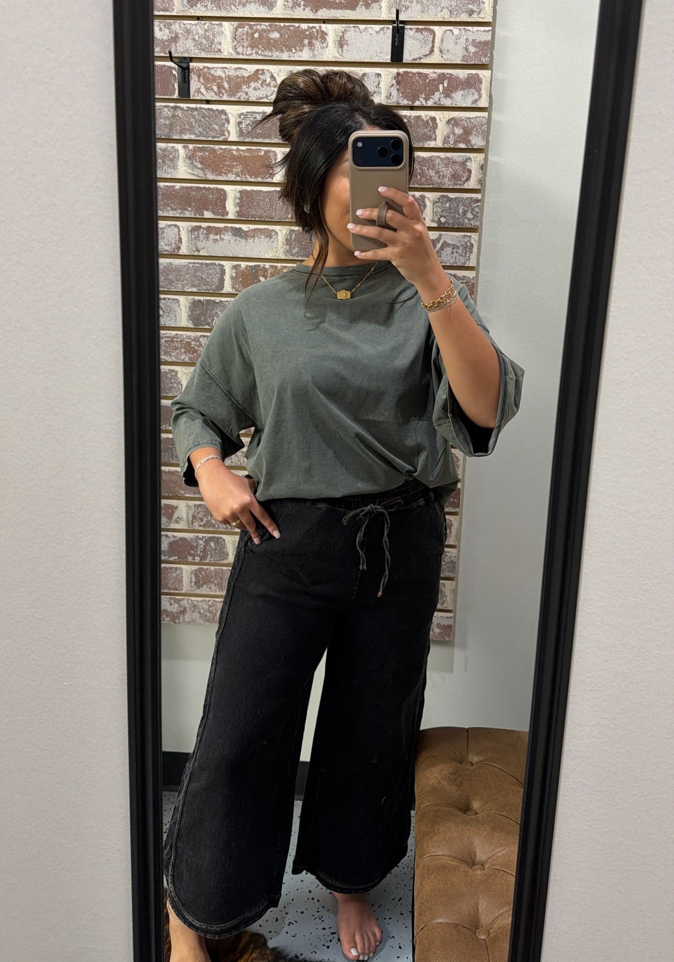 Black Mineral Wash Pants