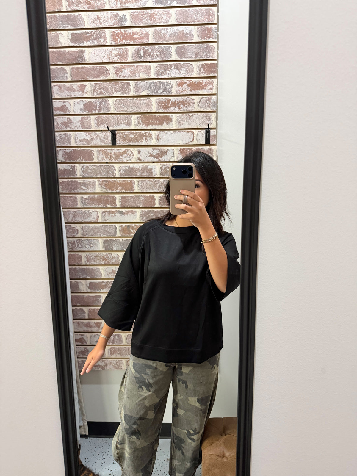 Black 3/4 Sleeve Top