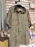 Leopard Quarter Zip Mini Dress