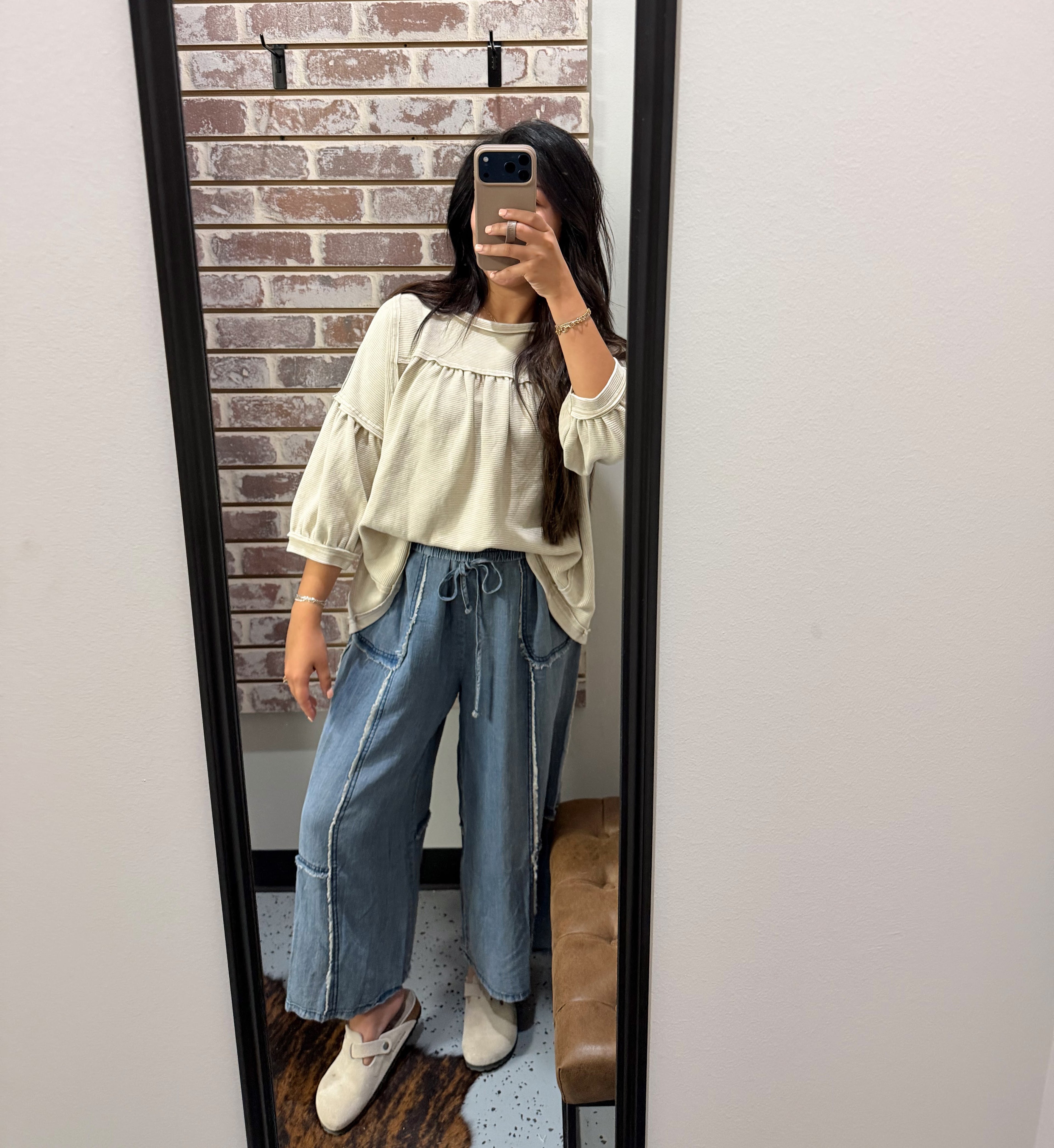 Denim Chambray Palazzo Pants