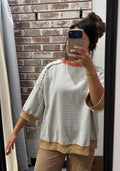 Oatmeal Latte Striped Top