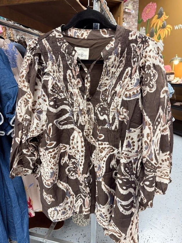 Brown Printed Top