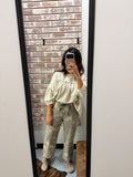Mocha Camouflage Print Washed Jeans
