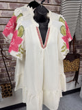 Cream Floral Embroidered Dress