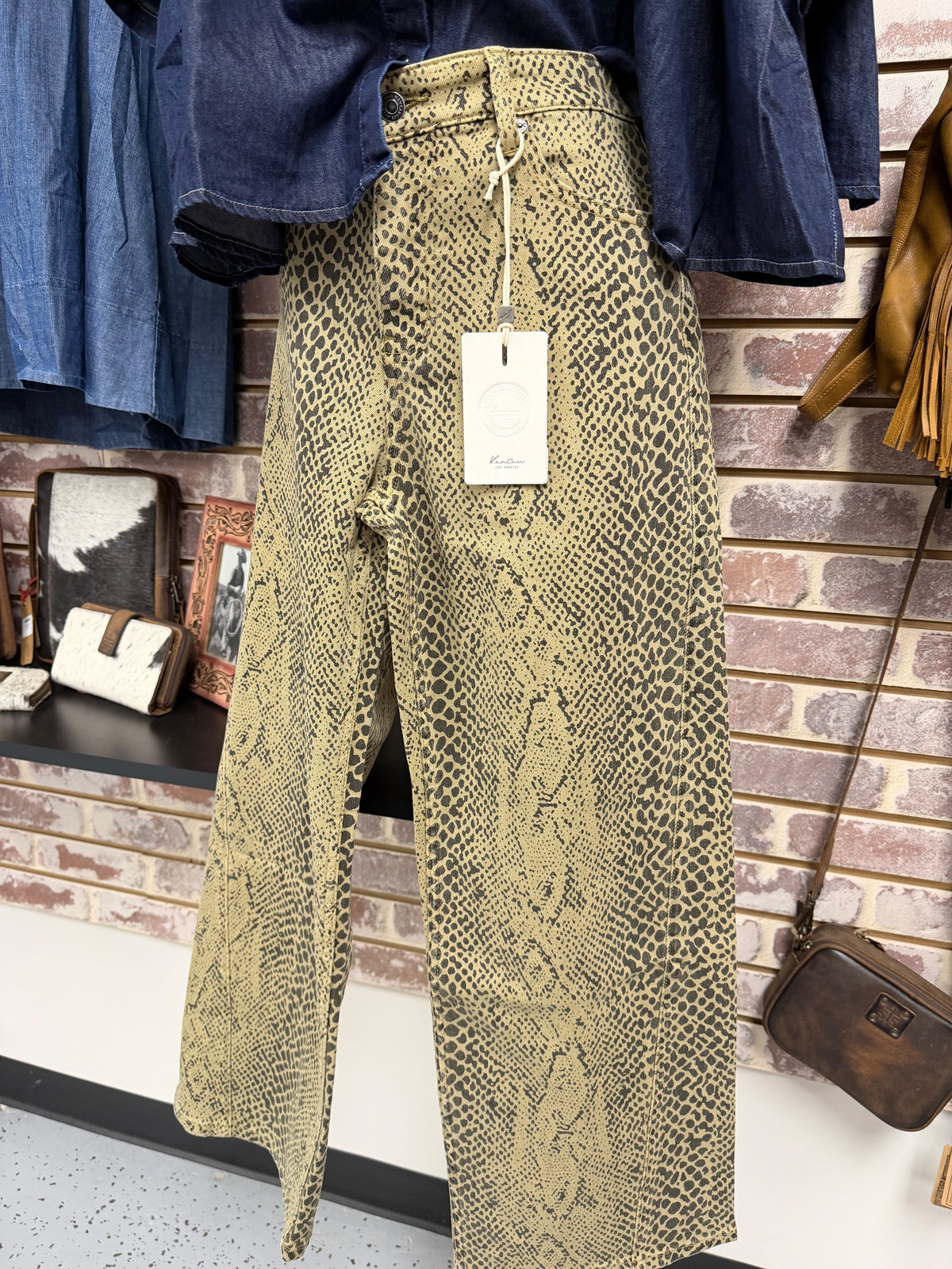 Brown Python Print Wide Leg